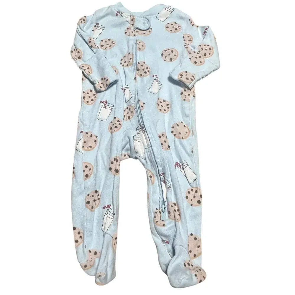 Small Story Cookies and milk footie pajamas size 0-3 months Organic cotton